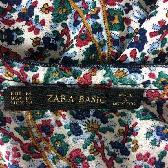Zara Basic Floral Pattern Button Collar Blouse M - Picture 7 of 7